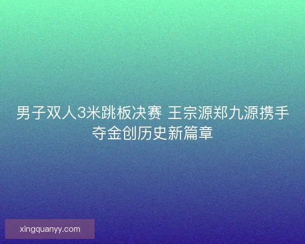 男子双人3米跳板决赛 王宗源郑九源携手夺金创历史新篇章