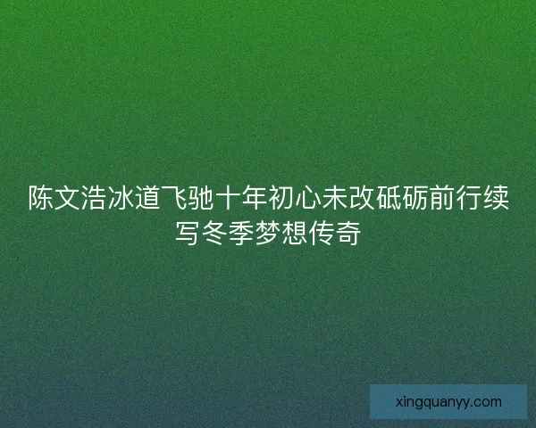 陈文浩冰道飞驰十年初心未改砥砺前行续写冬季梦想传奇