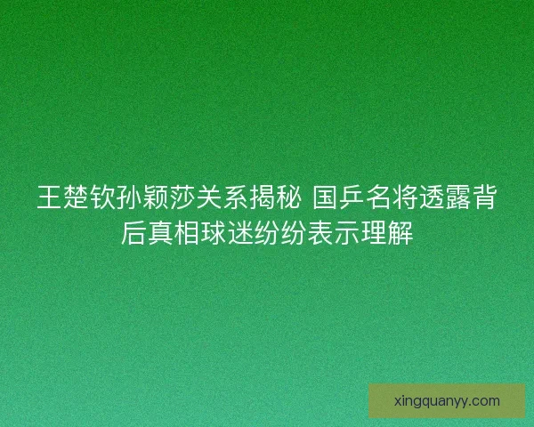 王楚钦孙颖莎关系揭秘 国乒名将透露背后真相球迷纷纷表示理解