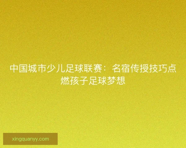 中国城市少儿足球联赛：名宿传授技巧点燃孩子足球梦想