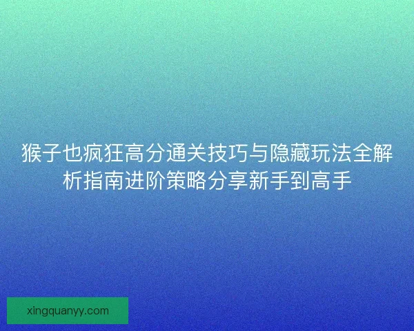 猴子也疯狂高分通关技巧与隐藏玩法全解析指南进阶策略分享新手到高手 猴子也疯狂高分通关技巧与隐藏玩法全解析指南进阶策略分享新手到高手